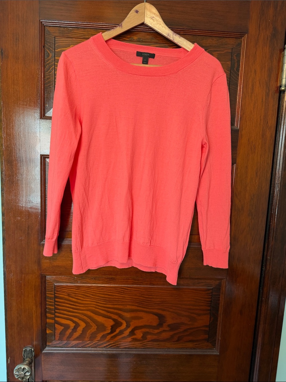 J. Crew Coral Crewneck Sweater, L